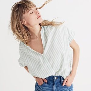 Madewell Central Shirt in Mint Stripe